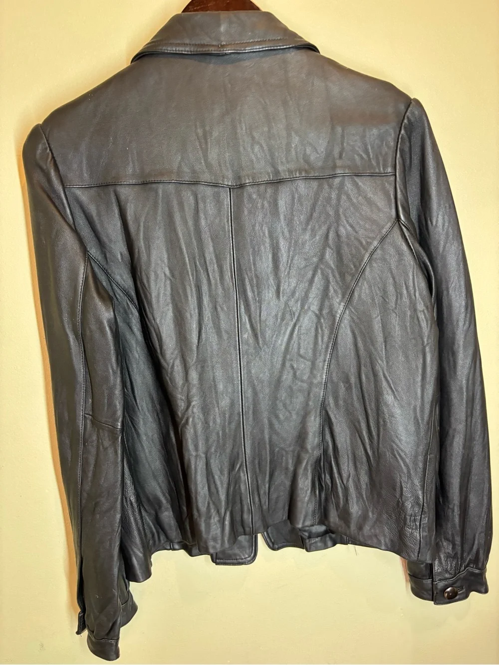 Mossimo Vintage Leather Blazer Jacket, Black, XL, puff sleeve, Y2K